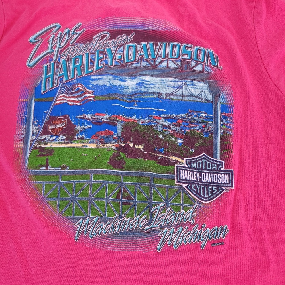 Harley Davidson T Shirt Womens Small Pink French Bulldog HDMC Front Back Graphic - Picture 9 of 10